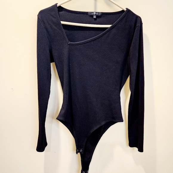 7 For All Manking Women's Black Long Sleeves body suit size L - Picture 1 of 10
